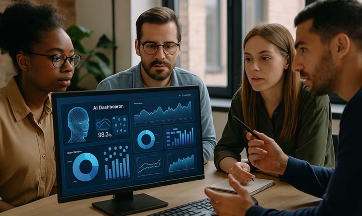 Equipo utilizando agentes inteligentes y paneles de automatización